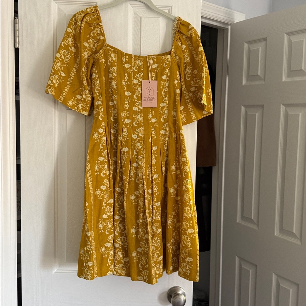 Mason’s Daughter Yellow Floral Dress with Puff Sleeves